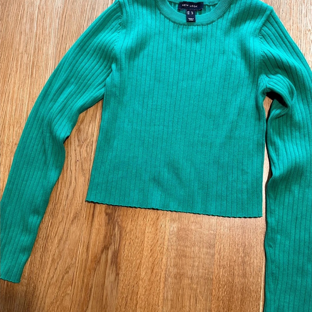 Green Ribbed Long Sleeve Sweater